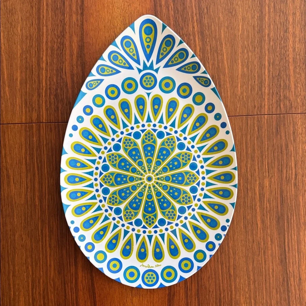 Jonathan Adler Large peacock, melamine pear shaped serving tray
